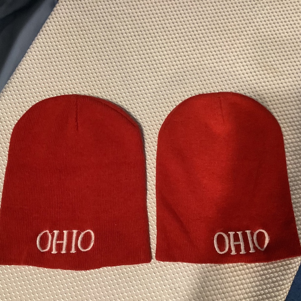 2 Red OHIO Beanie/Toboggan/Knitted Hats